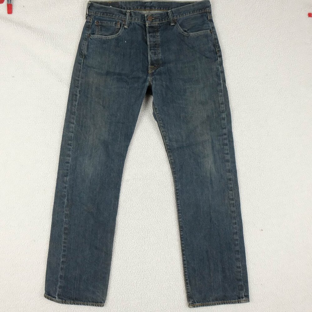 Levis 501 XX Jeans Mens 34x31 Blue Straight Leg Medium Wash Button Fly